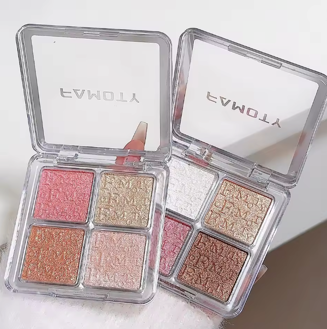4-Color Face Highlighter Palette Sparkling Powder