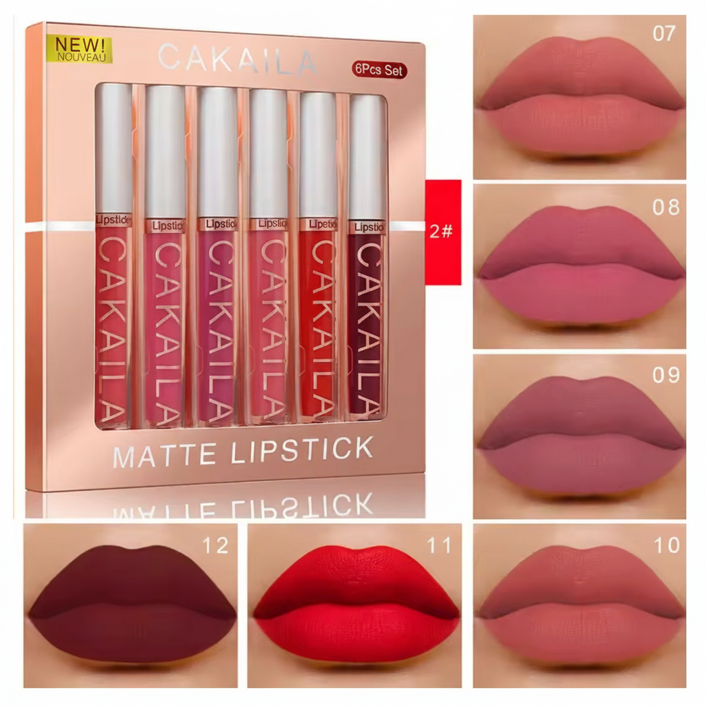 6-Color Lip Gloss Lipstick Set ( Long lasting )