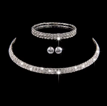 Crystal Necklace, Earrings & Bracelet Set