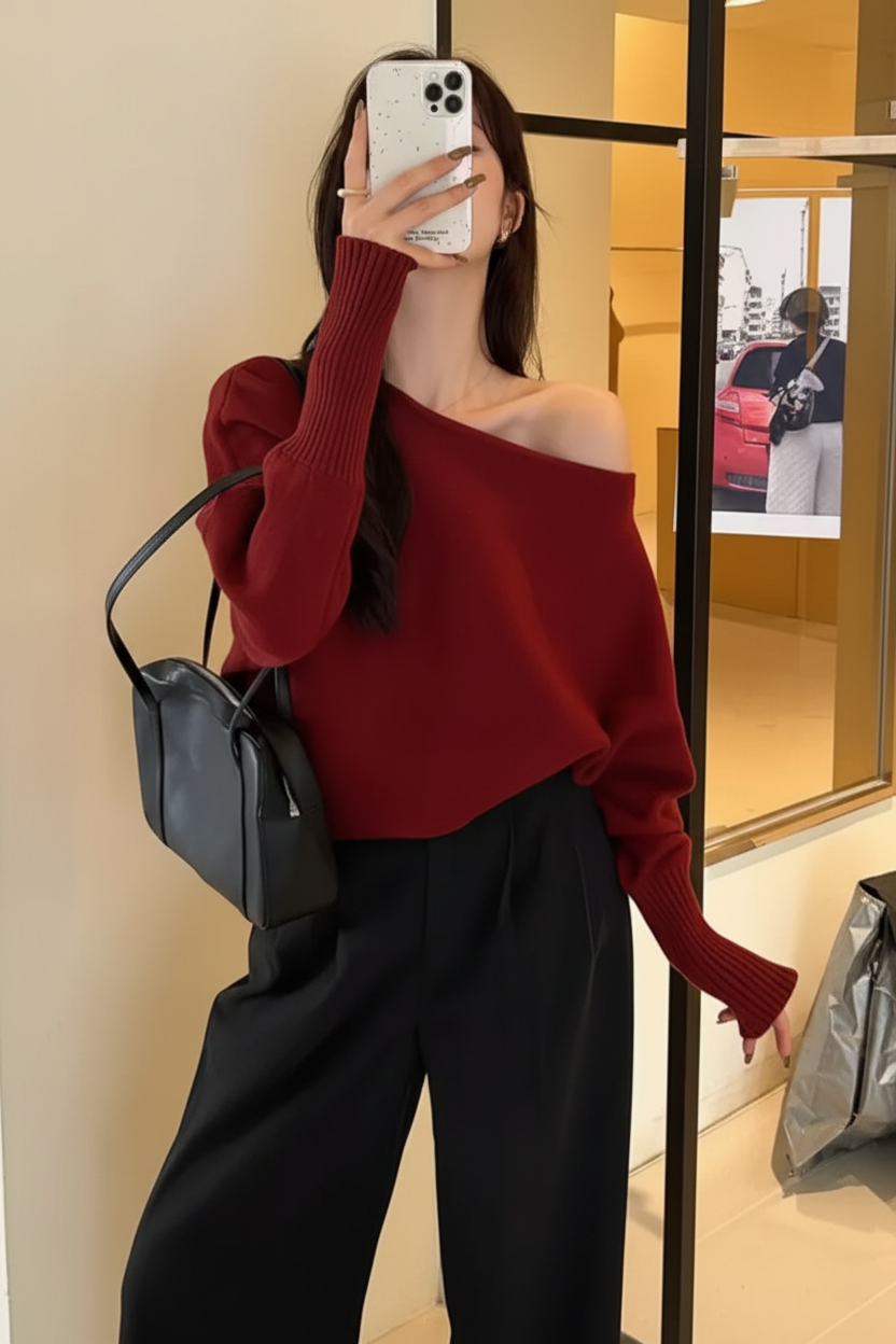 Elegant Long sleeve Knitted Pullover Women