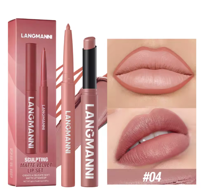 2 Pieces Waterproof Lipliner + Lipstick