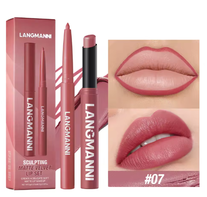 2 Pieces Waterproof Lipliner + Lipstick