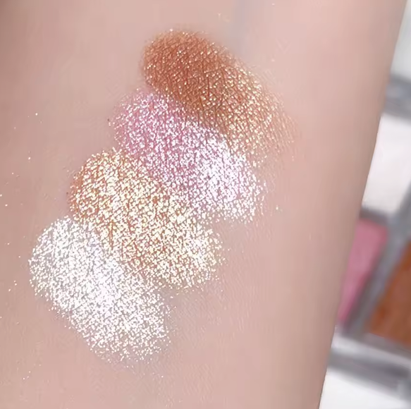 4-Color Face Highlighter Palette Sparkling Powder
