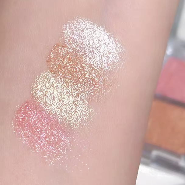 4-Color Face Highlighter Palette Sparkling Powder