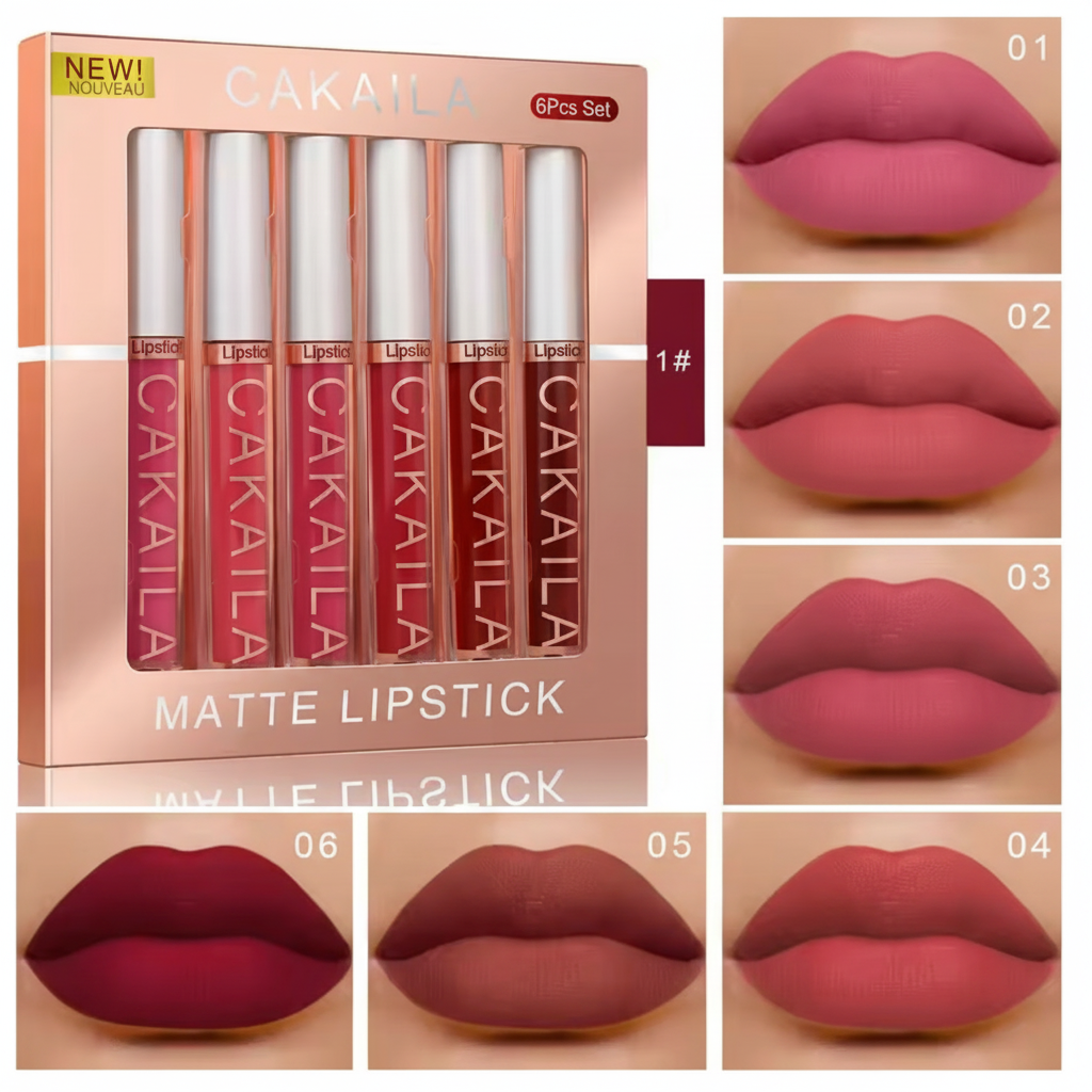 6-Color Lip Gloss Lipstick Set ( Long lasting )