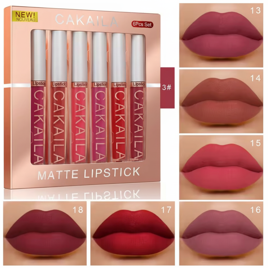 6-Color Lip Gloss Lipstick Set ( Long lasting )