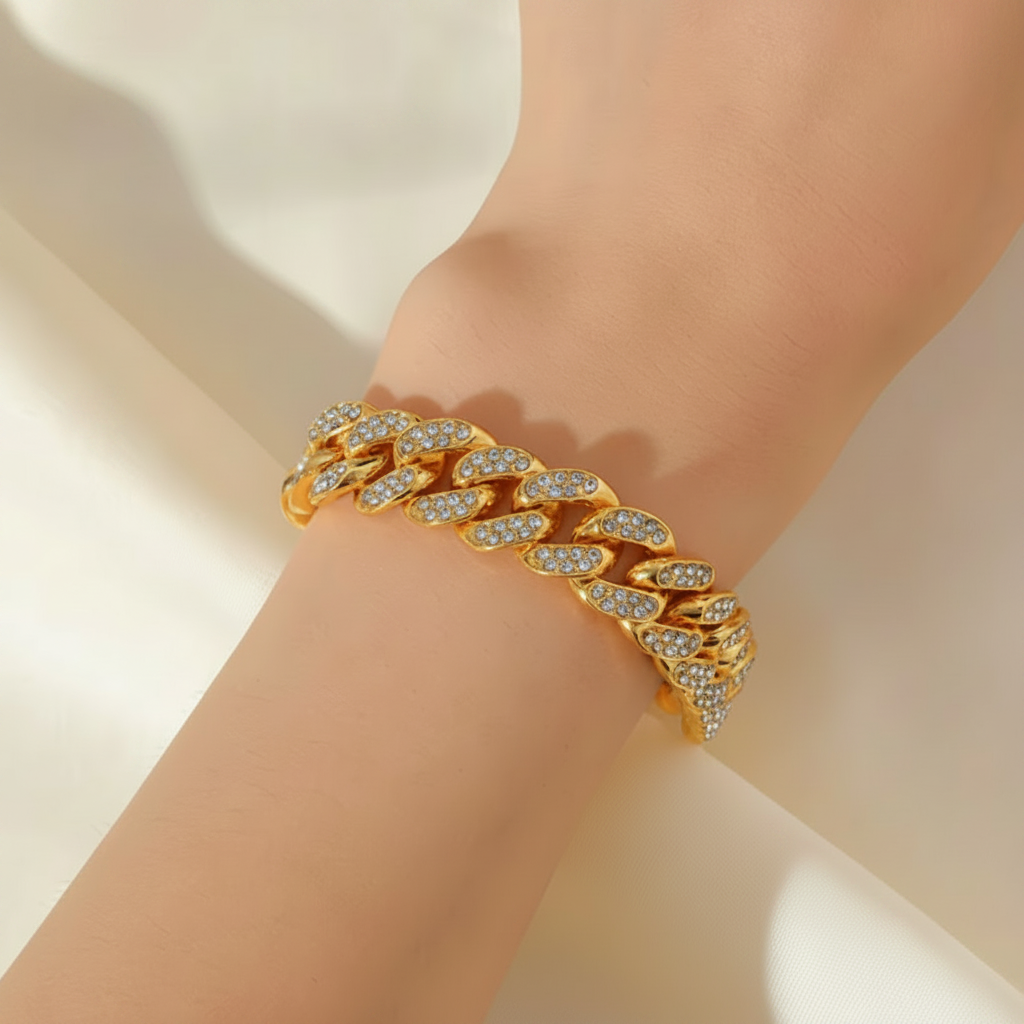 Gold Cuban Chain Bracelet For Women
