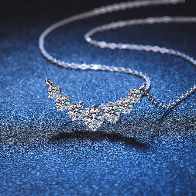 Moissanite 925 Sterling Sliver Plated 18k Necklace For Woman