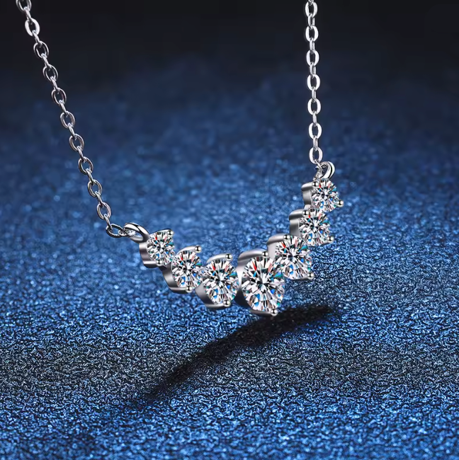 Moissanite 925 Sterling Sliver Plated 18k Necklace For Woman