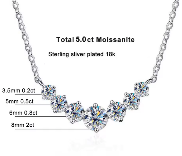 Moissanite 925 Sterling Sliver Plated 18k Necklace For Woman