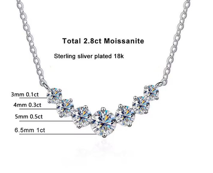 Moissanite 925 Sterling Sliver Plated 18k Necklace For Woman