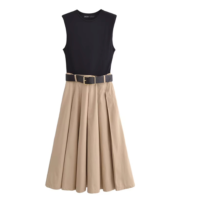 Summer Women's Sleeveless Pleated Midi Dress