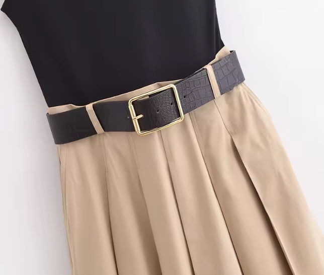 Summer Women's Sleeveless Pleated Midi Dress