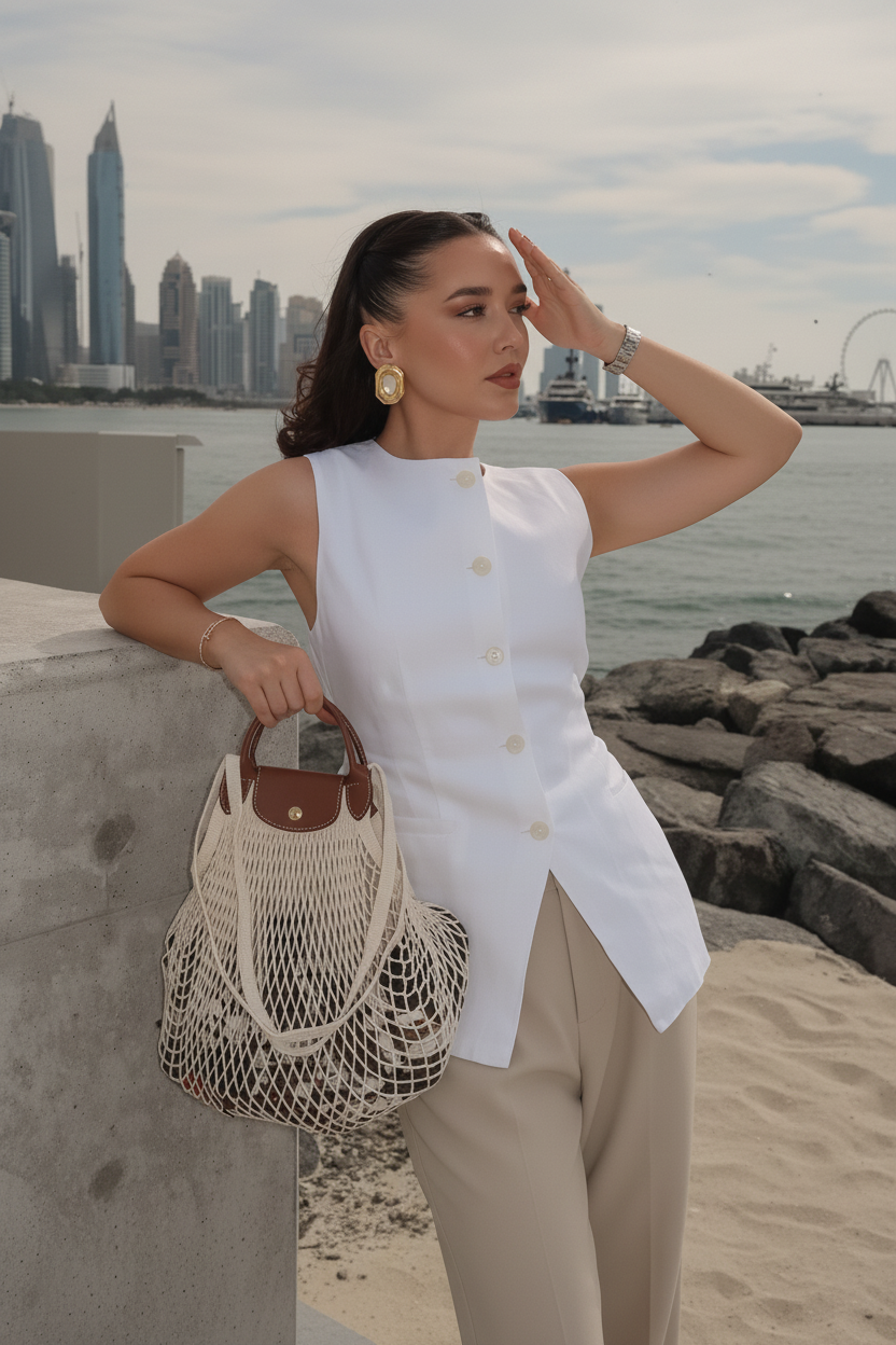 White Sleeveless Summer Vests for Women