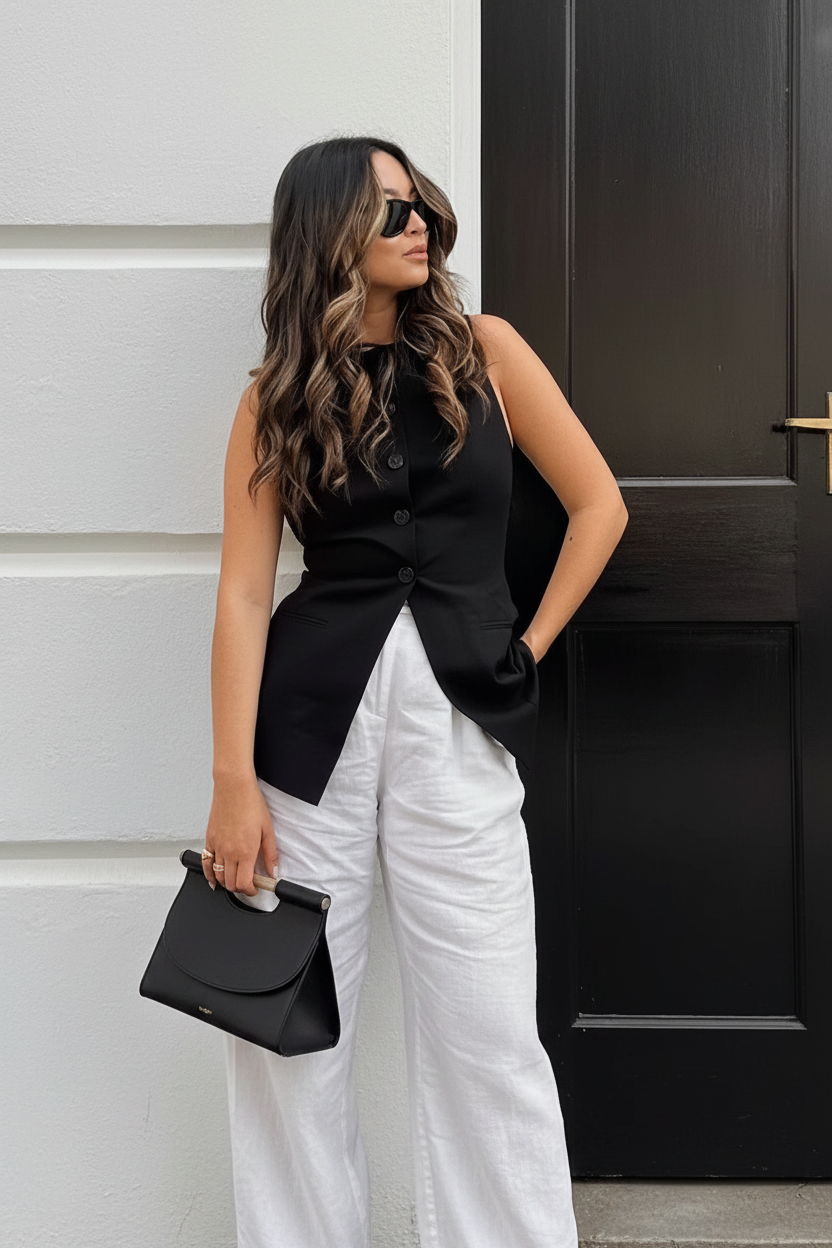 White Sleeveless Summer Vests for Women
