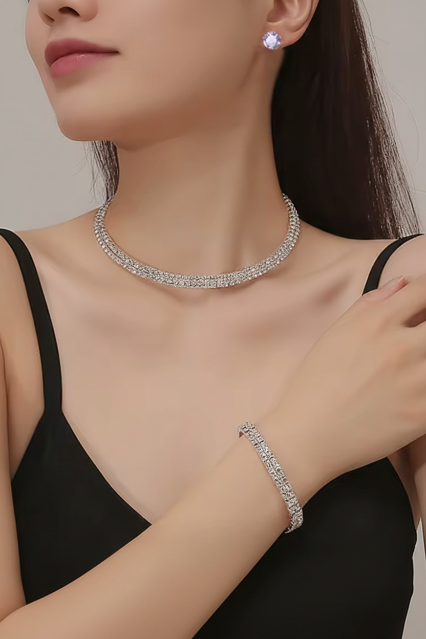 Crystal Necklace, Earrings & Bracelet Set