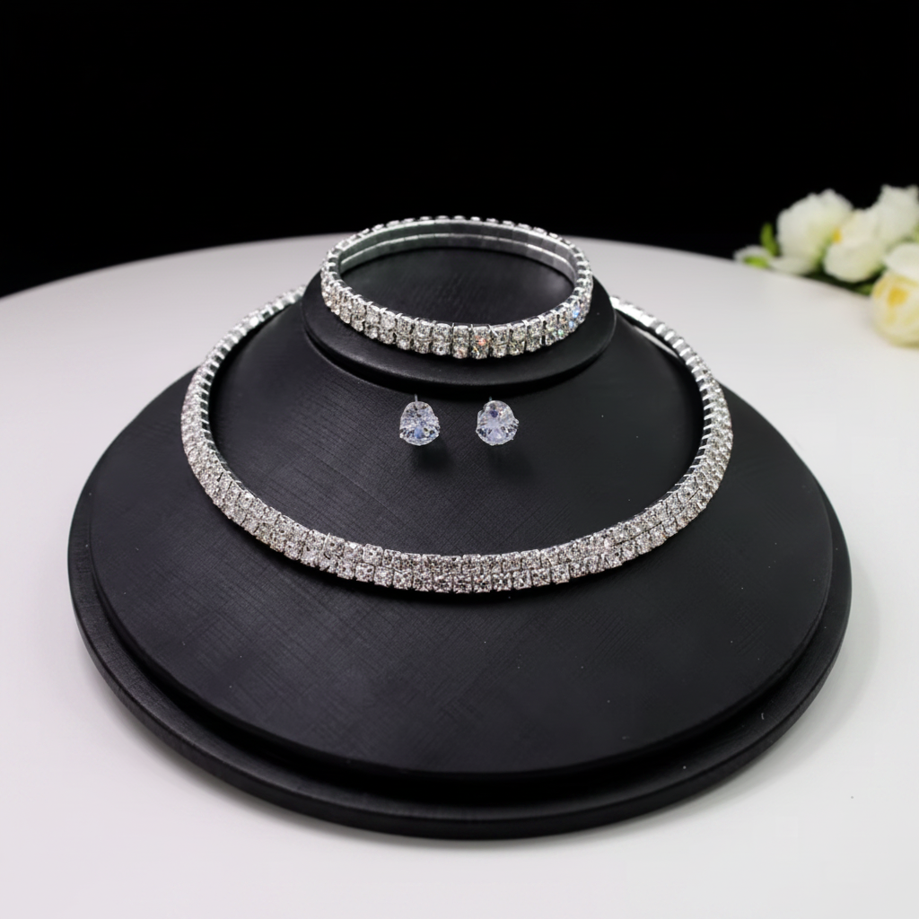 Crystal Necklace, Earrings & Bracelet Set